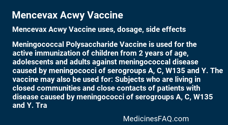 Mencevax Acwy Vaccine