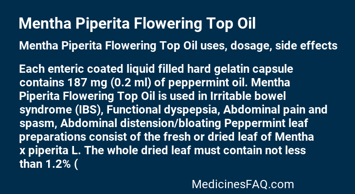 Mentha Piperita Flowering Top Oil