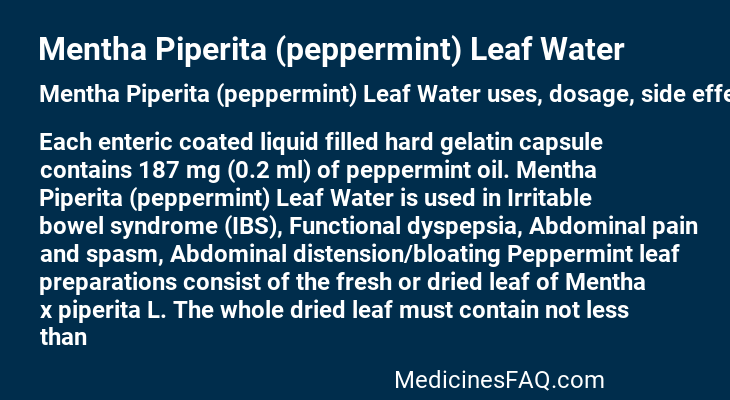 Mentha Piperita (peppermint) Leaf Water