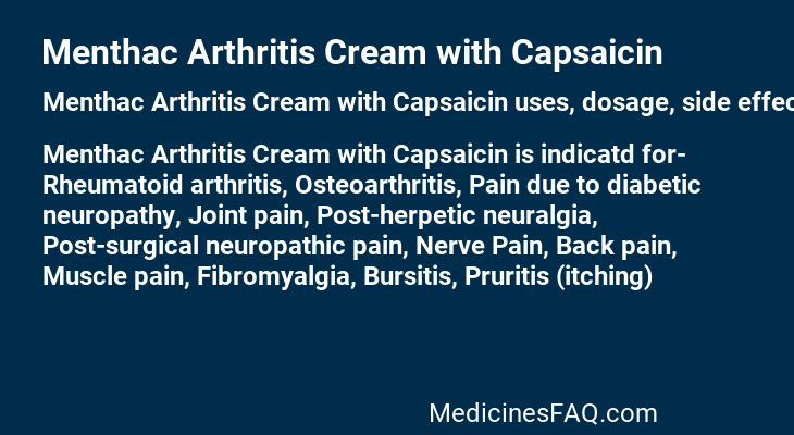 Menthac Arthritis Cream with Capsaicin