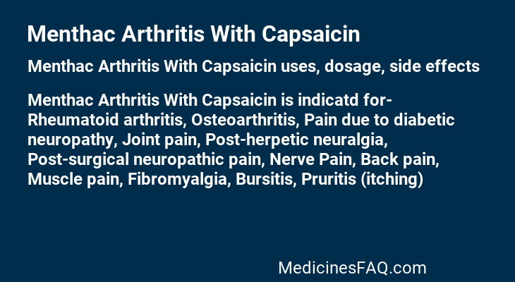 Menthac Arthritis With Capsaicin