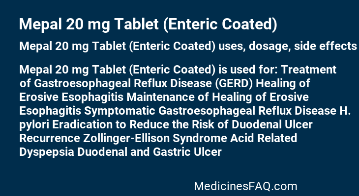 Mepal 20 mg Tablet (Enteric Coated)