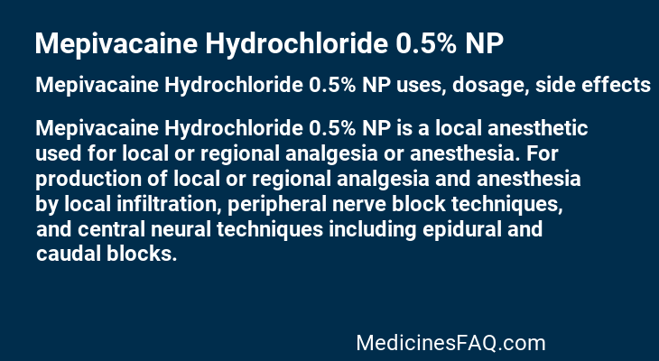 Mepivacaine Hydrochloride 0.5% NP