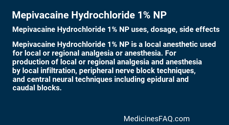 Mepivacaine Hydrochloride 1% NP