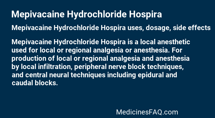 Mepivacaine Hydrochloride Hospira