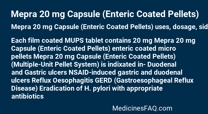 Mepra 20 mg Capsule (Enteric Coated Pellets)