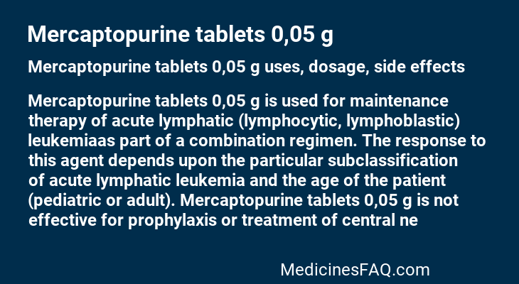 Mercaptopurine tablets 0,05 g