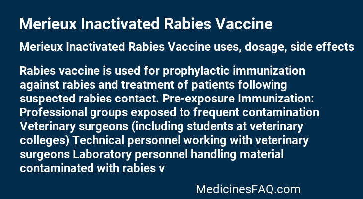 Merieux Inactivated Rabies Vaccine