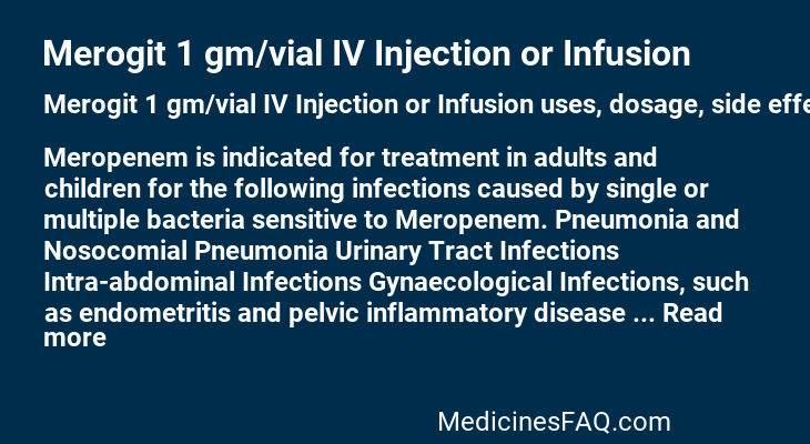 Merogit 1 gm/vial IV Injection or Infusion