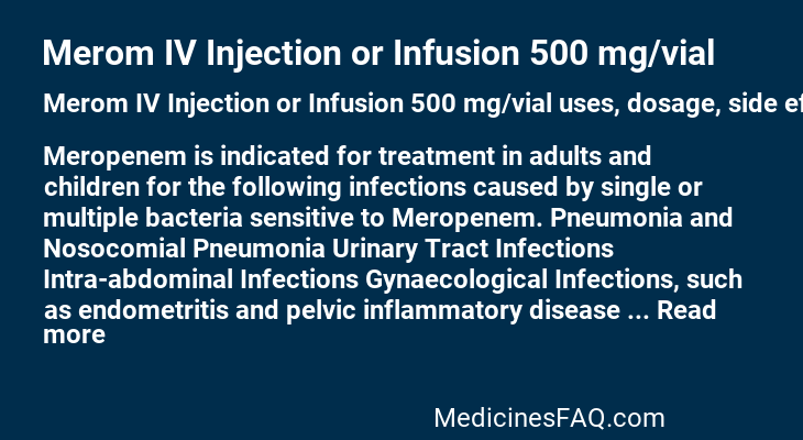 Merom IV Injection or Infusion 500 mg/vial