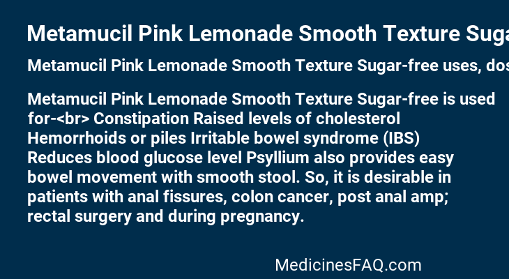Metamucil Pink Lemonade Smooth Texture Sugar-free
