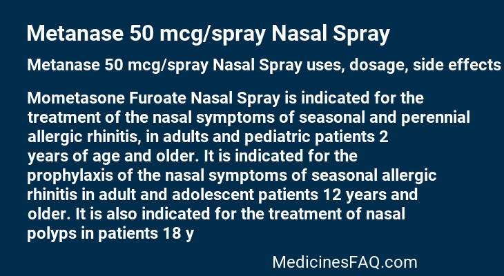 Metanase 50 mcg/spray Nasal Spray