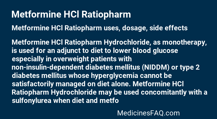 Metformine HCl Ratiopharm