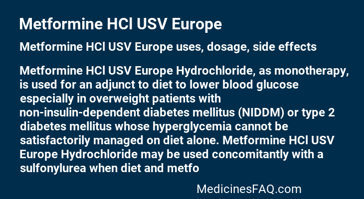 Metformine HCl USV Europe