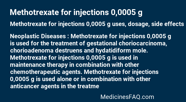 Methotrexate for injections 0,0005 g