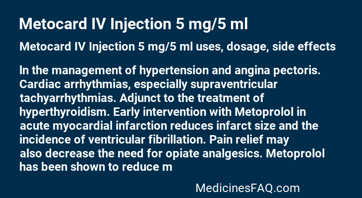 Metocard IV Injection 5 mg/5 ml