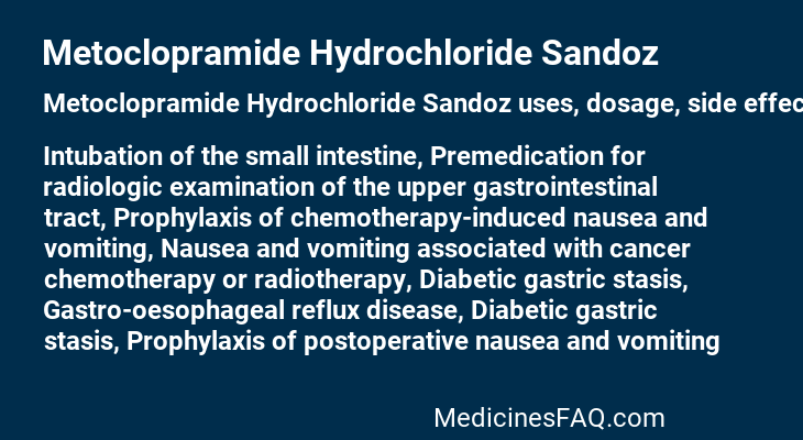 Metoclopramide Hydrochloride Sandoz