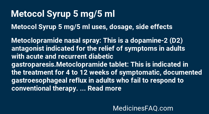 Metocol Syrup 5 mg/5 ml