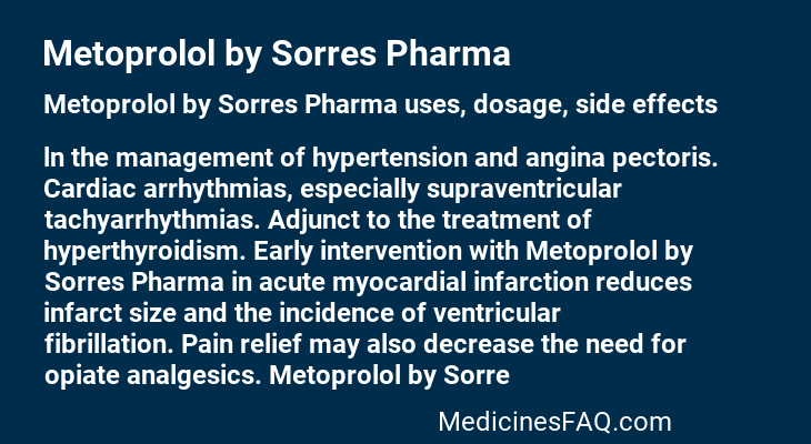 Metoprolol by Sorres Pharma