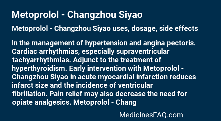 Metoprolol - Changzhou Siyao