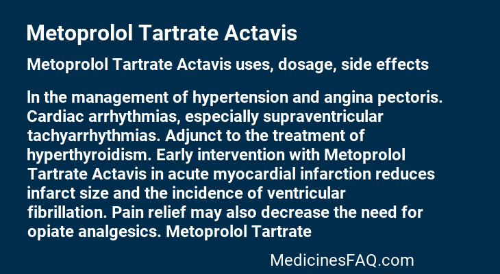 Metoprolol Tartrate Actavis
