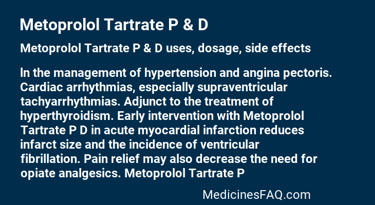 Metoprolol Tartrate P & D