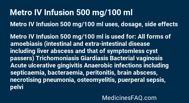 Metro IV Infusion 500 mg/100 ml