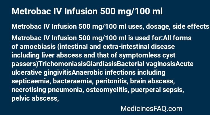 Metrobac IV Infusion 500 mg/100 ml