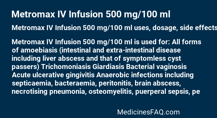 Metromax IV Infusion 500 mg/100 ml