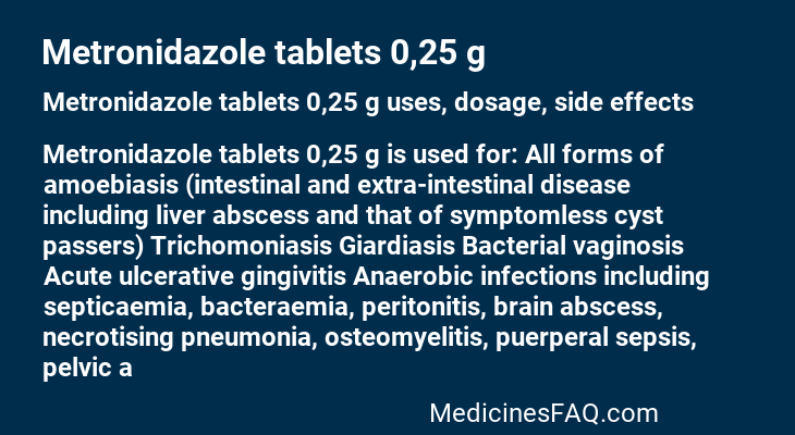 Metronidazole tablets 0,25 g