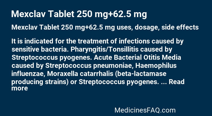 Mexclav Tablet 250 mg+62.5 mg