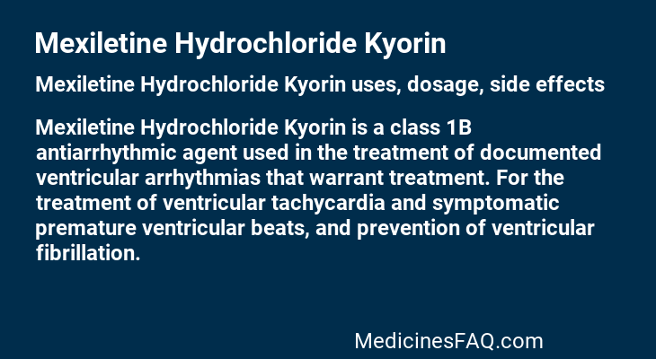 Mexiletine Hydrochloride Kyorin