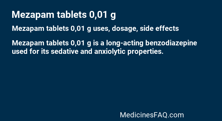 Mezapam tablets 0,01 g