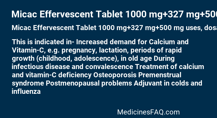 Micac Effervescent Tablet 1000 mg+327 mg+500 mg