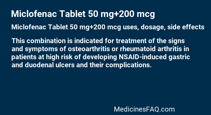 Miclofenac Tablet 50 mg+200 mcg