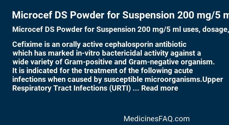 Microcef DS Powder for Suspension 200 mg/5 ml