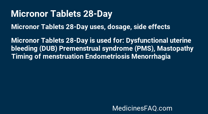 Micronor Tablets 28-Day