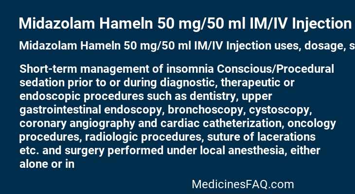 Midazolam Hameln 50 mg/50 ml IM/IV Injection