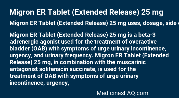 Migron ER Tablet (Extended Release) 25 mg