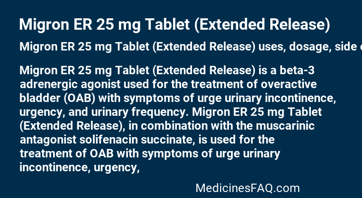 Migron ER 25 mg Tablet (Extended Release)