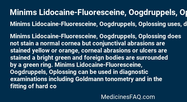 Minims Lidocaine-Fluoresceine, Oogdruppels, Oplossing