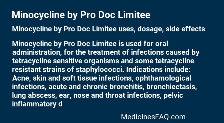 Minocycline by Pro Doc Limitee