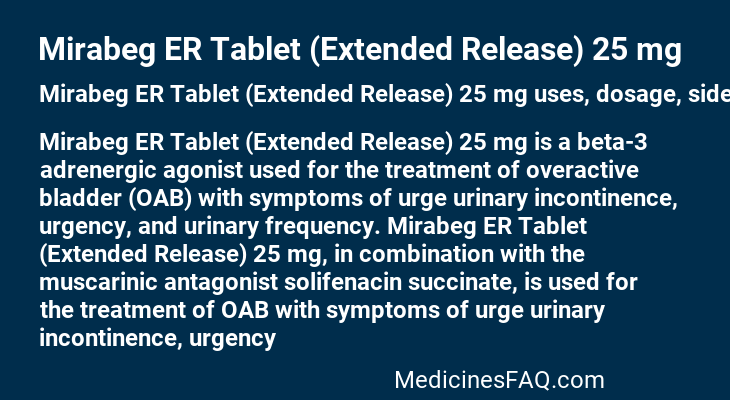 Mirabeg ER Tablet (Extended Release) 25 mg