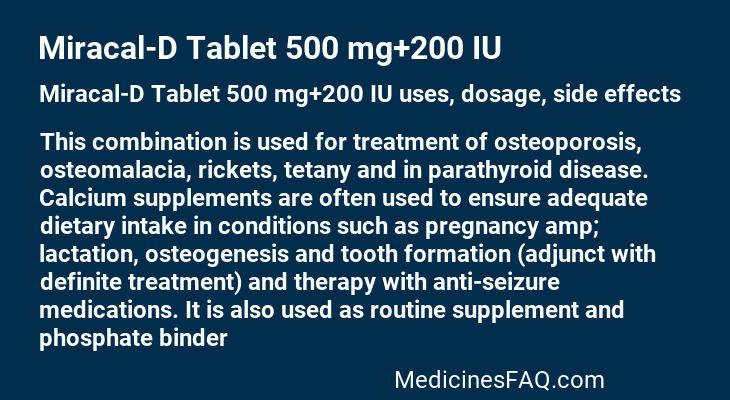 Miracal-D Tablet 500 mg+200 IU