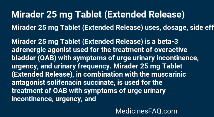 Mirader 25 mg Tablet (Extended Release)