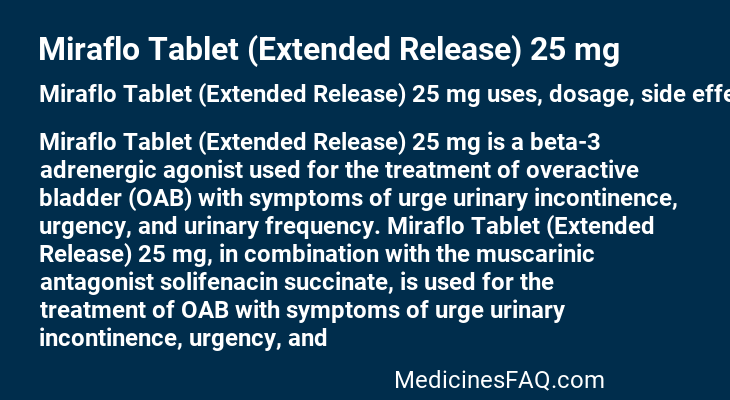 Miraflo Tablet (Extended Release) 25 mg