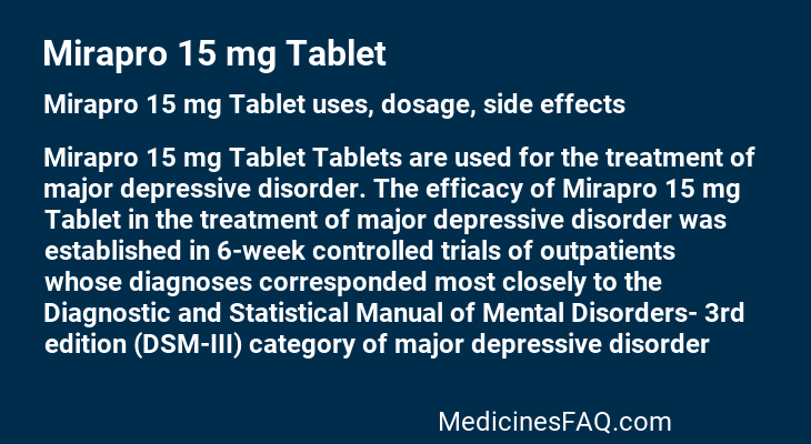 Mirapro 15 mg Tablet