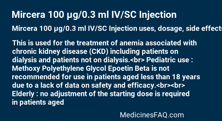 Mircera 100 µg/0.3 ml IV/SC Injection