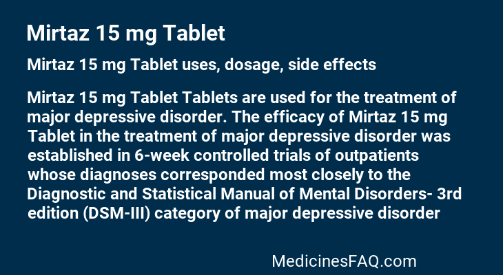 Mirtaz 15 mg Tablet