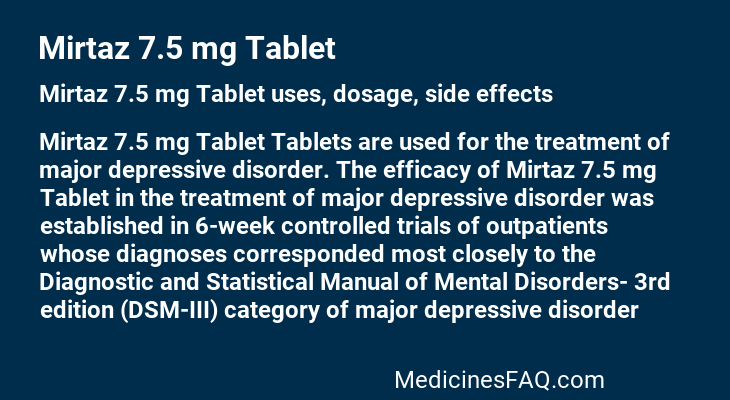 Mirtaz 7.5 mg Tablet